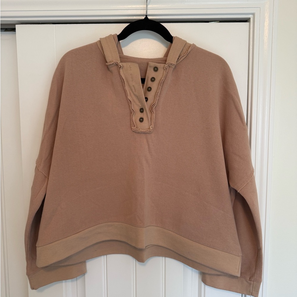 Free People Inspired Tan Hooded Pullover